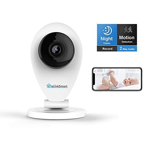 Wireless Security Camera Indoor IP Camera eLinkSmart Mini Wi-Fi Video Recording Camera with Two-Way Audio 720P HD Night Vision Motion Detection