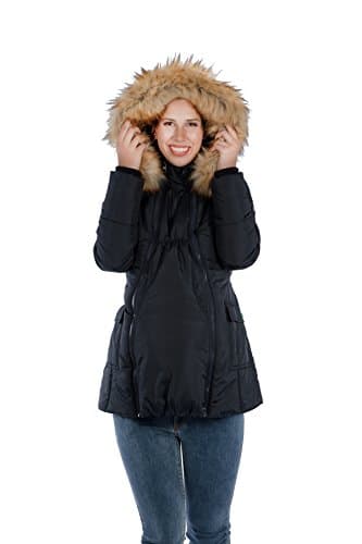 Modern Eternity Womens Quilted Puffer Maternity X-Large Black