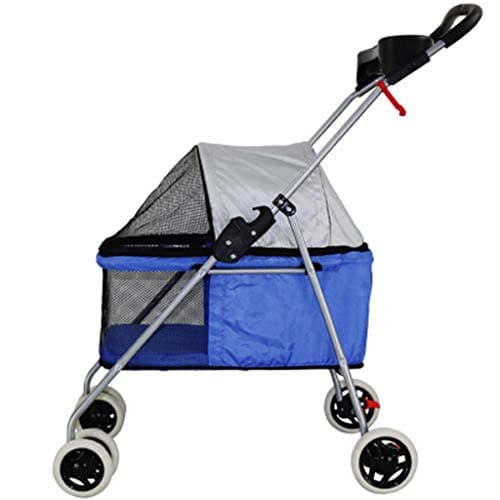 Lihuaa Pet Stroller Dog Stroller Cat Stroller Pet Car Small Folding Light Portable Teddy Outdoor Wagon (color : Blue)