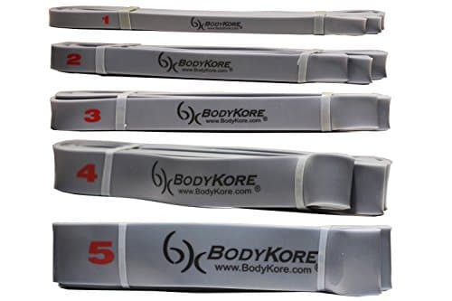 Premium Power/Strength Loop Band 5 BAND SET- 41" 5LB-120LB- Physio Therapy Stretch Set- Pull Up Assist, Body Building, Mobility Stretches Resistance WOD- 1 YEAR WARRANTY!