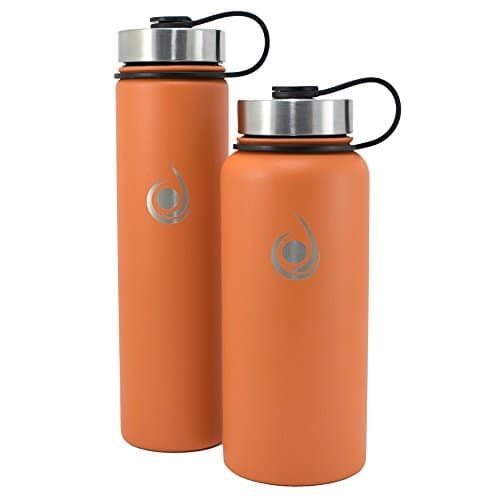 Rugged Hydration 32oz or 24oz Double Wall Vacuum Insulated Stainless Steel Water Bottle + 3 Lids Built-In Carabiner E-Book Multiple Colors Powder Coated Cold 24 Hrs Leak Proof Sweat Proof