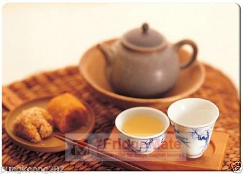 Japanese Tea Set fridge magnet 3 1/2" x 2 /18" name card size rectangular magnets.