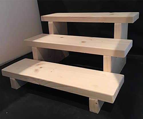 CHUNKY FUNKY DESIGNS RUSTIC WOODEN 3 STEP DISPLAY STAND RETAIL DISPLAY SOLID PINE 30CM WIDE