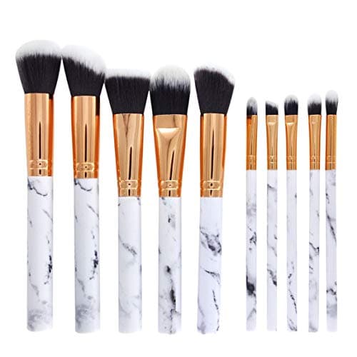 10pcs Makeup Brushes Set Creative Marbling Handle Soft Fiber Hair Powder Foundation Eyeshadow Brushes Facial Make Up Tools