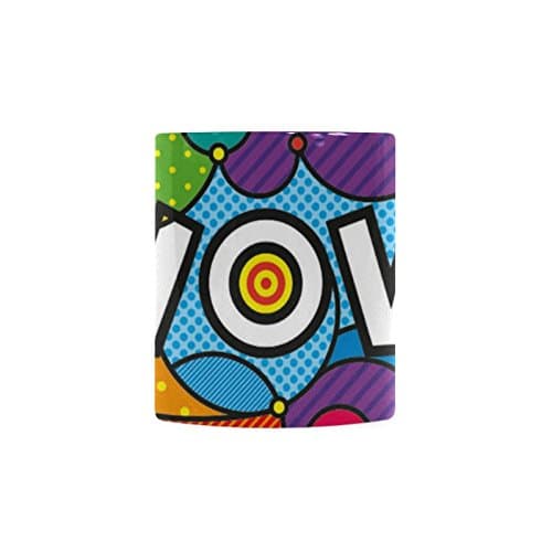 WOW Tea Coffee Mug,White Healthy Ceramic Cups,C-Shaped Handle,11 OZ