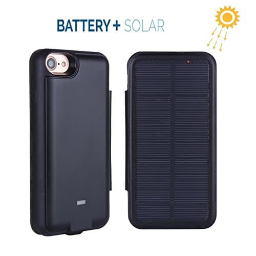ZgearZ iPhone 6 6S 7 PLUS 5.5” SOLAR POWER Battery Case, 5000mAh External Rechargeable Phone Charger with Flip Cover. Use this Portable Protective Extended Charging Case as iPhone Backup Power.