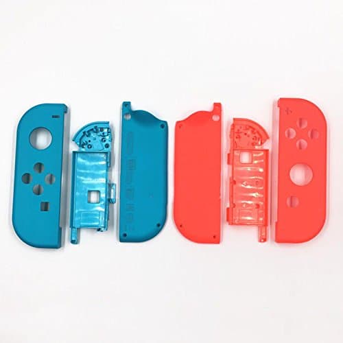 Full Housing Faceplate Shell Case Cover & Battery Middle Plate Frame Replacement Part for Nintendo Switch NS NX Joy-Con Controller (Blue+Red)