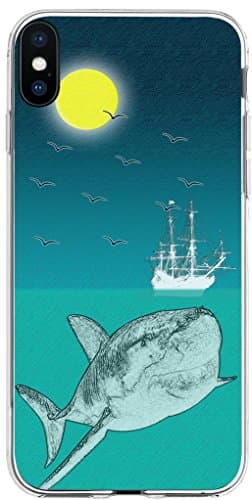 TPU Case for iPhone Xs & Cover for iPhone X & MUQR Flexible Gel Silicone Slim Drop Proof Protection Cover Compatible for iPhone Xs(10S) & X(10) & Great White Shark and The Small Ship