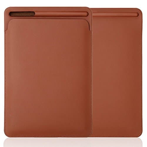 iPad Pro 10.5 Sleeve Case, PopSmart Premium PU Leather Sleeve Case for iPad Pro 10.5 2017 Pouch Bag Cover with Pencil Slot for iPad Pro 9.7 Inch (Brown)