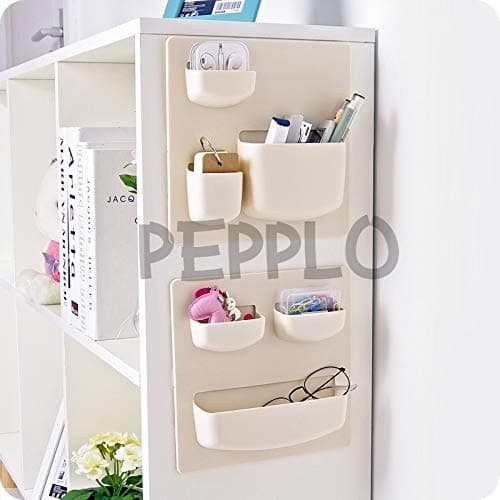 pepplo Kitchen Finishing Rack Household Paste Type Wall Rack Bathroom Wall Storage Rack Free Punch Wall Mount Rack (Set of 2 Pcs, Color : Cream)