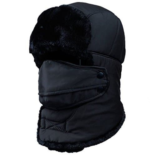 Royal Journey Unisex Windproof Winter Hat Trapper Hat Ear Flap Cap Hunting Russian Hat (black)