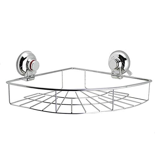Push to Lock Strong Suction Corner Organizer Shower Caddy Rack for Bath Bathroom Kitchen – Stainless Steel Chrome