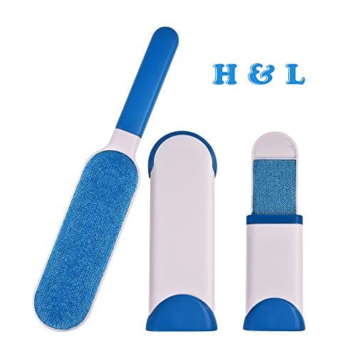 Pet Fur Lint Remover Wizard with Self Cleaning Brush Base Double Sided Brush for Cloths &amp; Furnitures Extra Travel Brush Dogs Cats Hair Remover