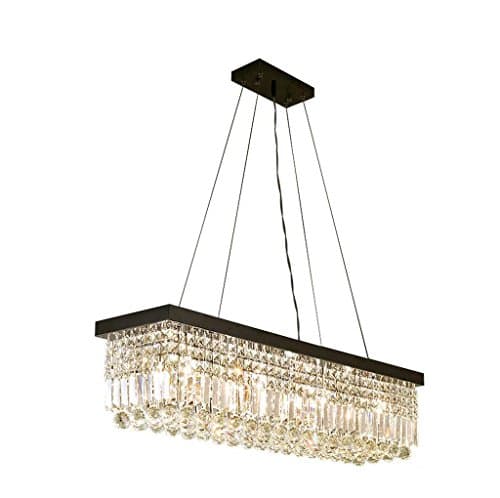 NAUY Black Rectangular Restaurant Chandelier European LED Crystal Lamp Modern Minimalist Creative Bedroom Lamps (Size : 40 * 25cm)