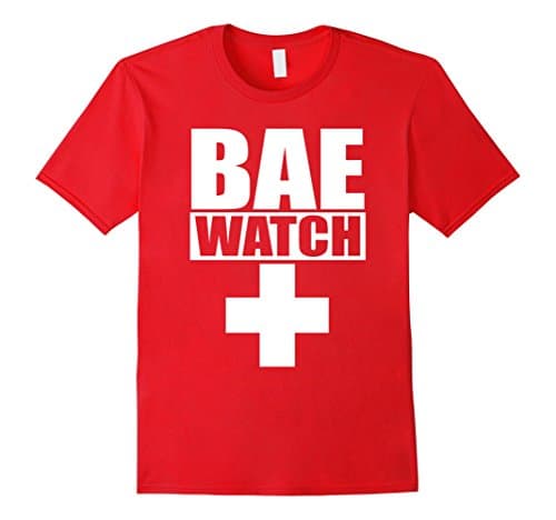 Men's Baewatch T-Shirt Lifeguard Tee Small Red