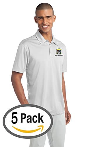 Custom Embroidered Port Authority Polo Shirts - Free Logo Setup - Pack of 5