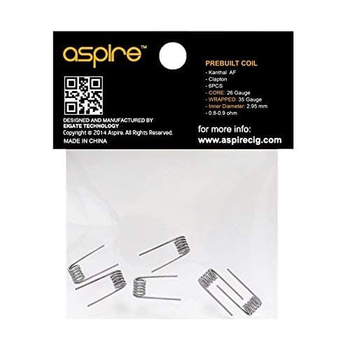 Genuine Aspire Kanthal AF Clapton Pre Built Coils 0.8-0.9 Ohm 6 Pcs Per Pack No Nicotine