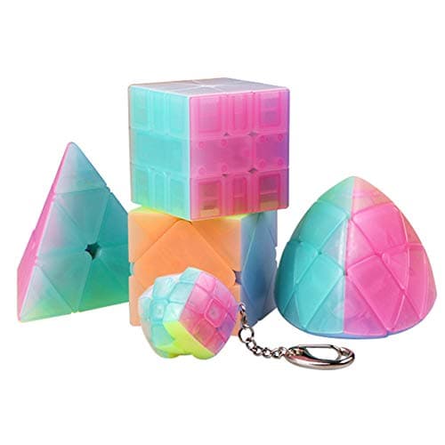 WAQIA Oh Magic Cube Puzzle Qiyi Transparent Jelly Maple Leaf Cube Match Professional Educational Speed Cube Twist Wisdom Game Toys Gift