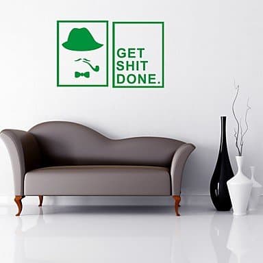 DIY Wall Stickers Wall Decals GET SHIT DONE PVC Wall Stickers 4030cmX2,Green