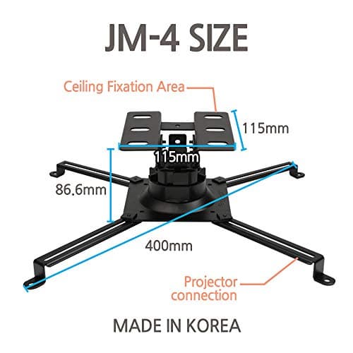 SeaMechanics JM-4B Projectors Mount Drop Ceiling Black Bracket - Fits All Projectors, 360 Degress Rotatable swivels/tilts for Large projectors