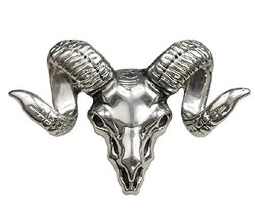 Silver Color Rams Head Skull Brooch - Kitteh City