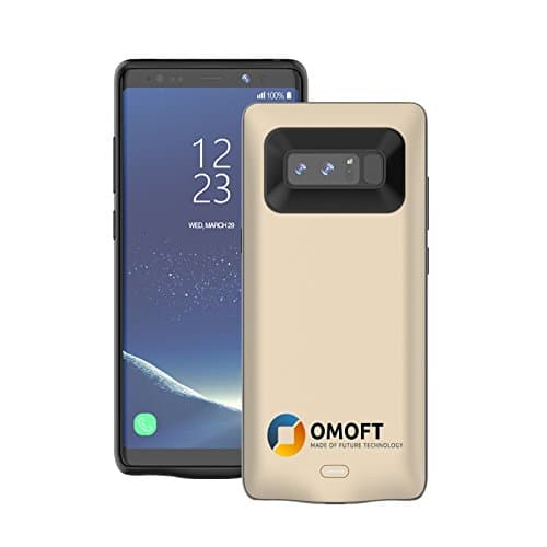 Galaxy Note 8 BATTERY Case, Omoft 5500mAh Power External Bank Charging Case for Samsung Galaxy Note 8(6.3 inch) Extended Battery life Portable Backup Smart Charger Portable Durable &amp; fast (Gold)