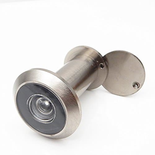 ECREW Door Viewer Security Peek Peep Hole for Front Door Home Office 200 Degree Wide Angle Solid Brass Privacy with Cover for 1-3/8" to 2-1/6" Doors (Brushed Silver)