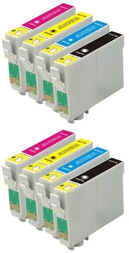 2 Full Sets : 8 High Capacity Compatible InK Cartridges 2xT1281 Black 2xT1282 Cyan2x T1283 Magenta 2xT1284 Yellow For Epson S22 SX125 SX130 SX235 BX305F BX305FW PLUS SX420W SX425W SX430W SX435W SX438 SX440 SX445W inkjet Printer