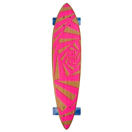 Strght Pin Tail Cruiser Skateboard in Bamboo with Webby Design (Pink, 34 x 7.5-Inch)
