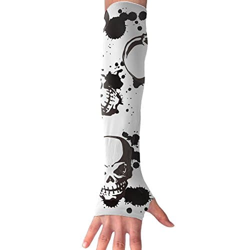 Skull Skeleton Unisex Sun Block UV Protection Cooler Protective Hands Arm Cover Sports Cooling Arm Sleeves For Fishing