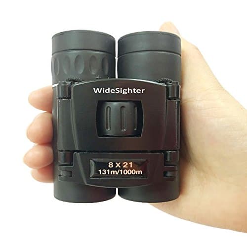 WideSighter 8x21 Folding Roof Prism Compact Binoculars Mini Pocket Lightweigh Binoculars for Outdoor Sightseeing Travel Hiking Bird Watching Concert Adults Kids 1Pack