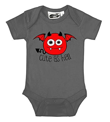 My Baby Rocks Cute As Hell Devil Charcoal One Piece (12-18 Months)