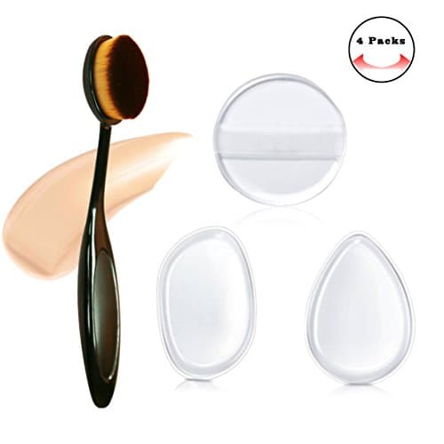 Citus Washable Silicone Makeup Sponges Set,Cosmetic Tools Puff BB Beauty Blender For Concealer,Gel Foundation and Contouring(3pcs Silisponge + Makeup Brush)