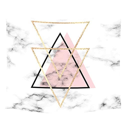 Wall Tapestry Marble Grain Ceramic Effect Gold Geometric Triangle Pink Spring Summer Home Decor Tapestry Wall Hanging Decoration Living Room Bedroom Dorm Micro Fiber Peach Superior Durable Material