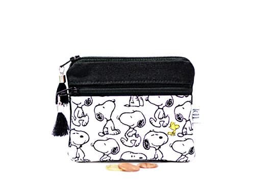 Snoopy coin purse, Peanuts mini wallet, Small change, Card holder, Zipper pouch, Canvas wallet, Teacher gift, Earbud case, Key bag