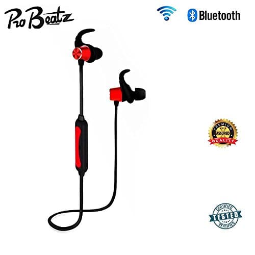 Probeatz I-Next IN-82BT Harmonics 204 Inline in-Ear Bluetooth Stereo Earphones with Magnetic Latch Sports Earphones with Magnet for Gym,Running,Workout with Built-in Mic (Red)