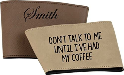 Personalized Leather Mug Sleeves - Engraved with ANYTHING you want