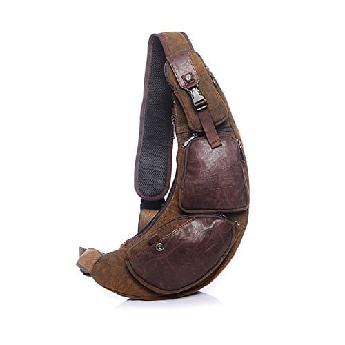 Mens Chest Shoulder Sling Bag Canvas Multi Pocket Hip Belt Crossbody Bag Messenger Bag Casual Bag Tactical Waist Pack