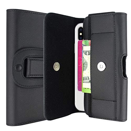 for Xiaomi Mi A2 Lite Holster, CimdaUS Outdoor PU Leather Wallet Belt Clip Pouch Case with Card Holder for Xiaomi Mi A2/Xiaomi Redmi Note 5 Pro/Huawei P20 Lite/Huawei Mate 20 Pro (Black)