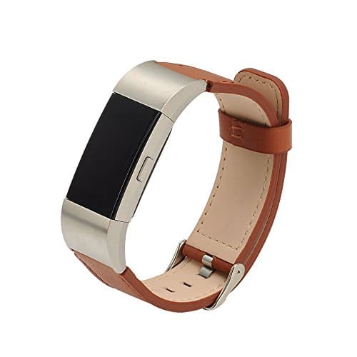Ldaai Replacement Watch Bands For Fitbit charge 2,Available in Leather,Metal,Stainless Steel accessories(brown)