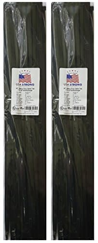 Extra Heavy Duty Cable Ties. Large Nylon Industrial Grade 175 LB Tensile Strength. Premium Zip Ties by USA Strong Products. 50 Pack or Bulk Wholesale (24 Inch (2X50 Packs), Black)