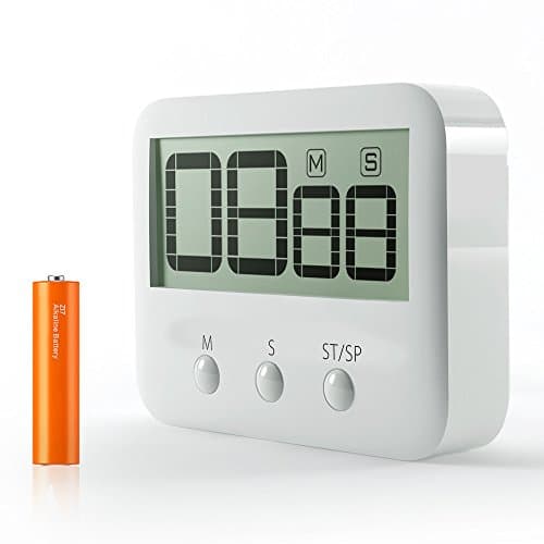 Tobnbo KT-08 Digital Kitchen Timer, Loud Alarm, Large LCD Display, Magnetic Backing and Retractable Stand (1 Pack, White, Battery Included)