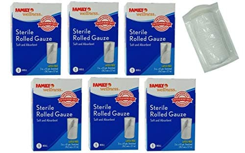 Sterile Rolled Gauze (6 Rolls - 3 in x 4.1 Yards Each) Latex Free Soft Absorbent Bandages 24.6 Yds T