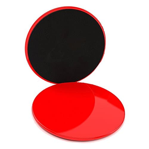 Gliding Discs - 2 Fitness Core Sliders for Strength and Stability - Abdominal and Glutes Exercise Slides for Home and Gym Work Out - Dual Sided to Work on Carpet or Hard Floors by Panta Santa (Red)