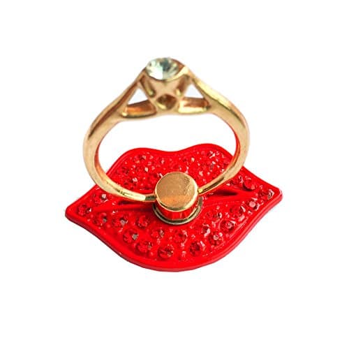 Universal Phone Ring Bracket holder ,UCLL Love Heart Diamond Shape Finger Grip Stand Holder Ring Car Mount Phone Ring Grip Smartphone Ring stent Tablet Rose Gold (red mouth)