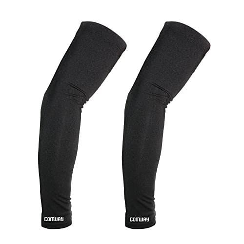 Elbow Sleeve Compression Arm Support- COMWAY Anti UV Sleeves Arm Warmers Elbow Brace Joint Pain Relief Lightweight For Sport Basketball Cycling Golf Bike Men Wome (Black, Medium)