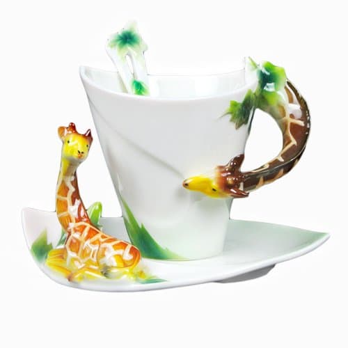 Choholete Porcelain Ceramic Tea Coffee Cup Set Elegant Giraffa 1 Cup 1 Saucer 1 Spoon