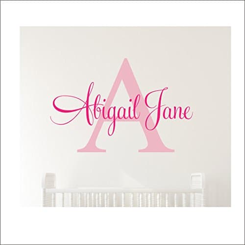 MARRYWIKI Personalized Wall Decals Name Removable Vinyl Custom Wall Stickers for Girls Room Baby Shower Decor