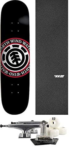 Element Skateboards Seal Black Skateboard Deck - 8" x 32.06" with Components - Bundle of 7 Items