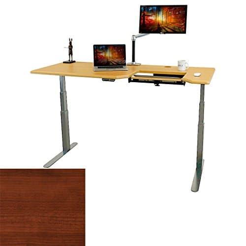 Omega EVEREST Electric Adjustable Height Standing Desk w/ SteadyType Adjustable Ergonomic Keyboard Tray Built-In - 4 Programmable Height Presets - Silver Base ( Shaker Cherry Desktop, 30" x 72" )